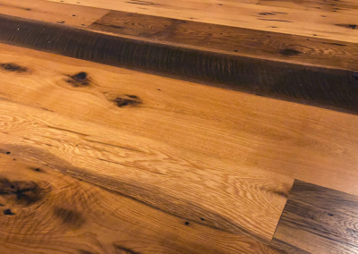Reclaimed wood floor.