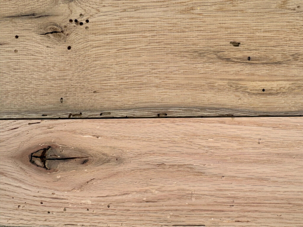 white oak and red oak planks side by side